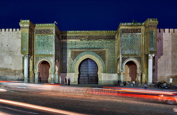 illuminated Bab Mansour gate