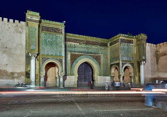 illuminated Bab Mansour gate