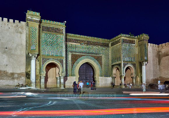 illuminated Bab Mansour gate