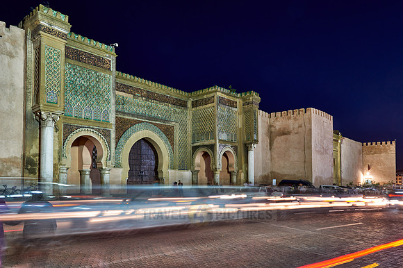 illuminated Bab Mansour gate