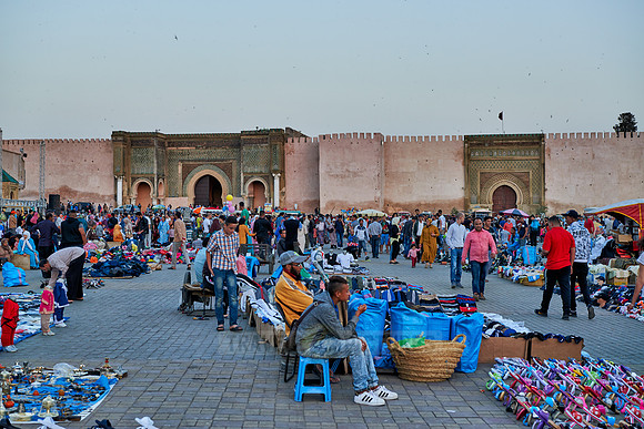 people on Lahdim Square with Bab Mansour