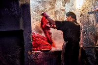 Wool dyer in workshop
