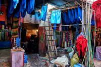 brightly coloured wool in the dyers souk