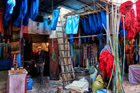 brightly coloured wool in the dyers souk