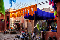 brightly coloured wool in the dyers souk