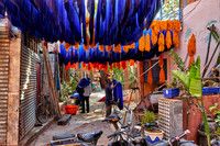 brightly coloured wool in the dyers souk