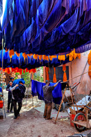brightly coloured wool in the dyers souk