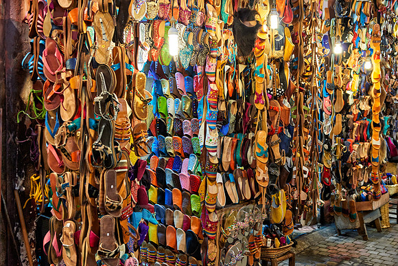 shoes on Berber market in Marrakesh