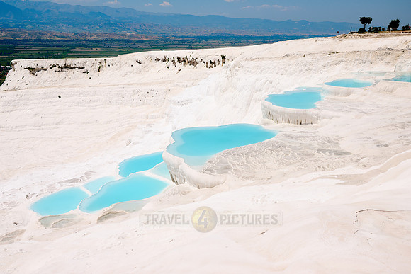 blue pools of Pamukkale travertine terraces