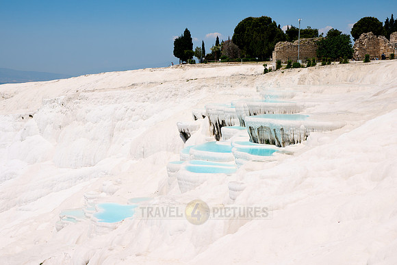 blue pools of Pamukkale travertine terraces