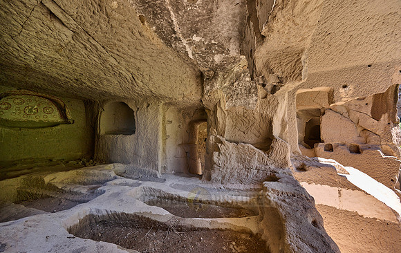 Egritas church with collapsed front wall showing frescos, Ihlara valley