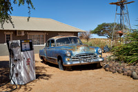 rusty classic car as decoration in Canyon Road House