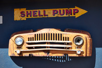 rusty classic car as decoration in Canyon Road House