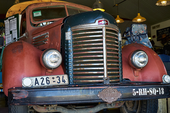 rusty classic car as decoration in Canyon Road House