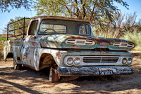rusty classic car as decoration in Canyon Road House