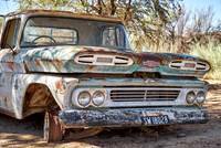 rusty classic car as decoration in Canyon Road House