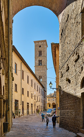 narrow alley with Cathedral Bell Tower, Campanile della Cattedrale
