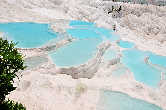 blue pools of Pamukkale travertine terraces