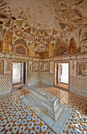 interior shot of brilliant decorated walls and ceiling