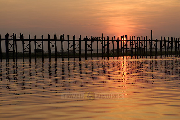 sunset over U Bein Bridge of Mandalay