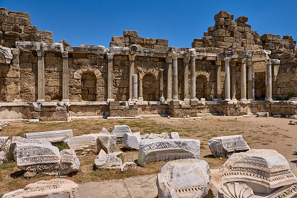 State Agora in ruins of the Roman city of Side