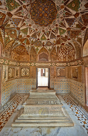 interior shot of brilliant decorated walls and ceiling