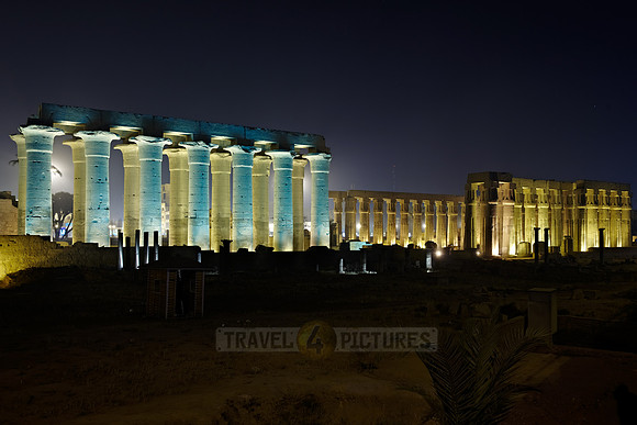 night shot of colonnade and peristyle or Sun Court