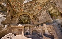 Egritas church with collapsed front wall showing frescos, Ihlara valley