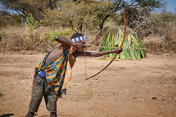 bushmen of Hasabe tribe train the hunt