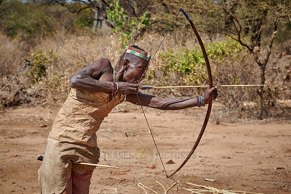 bushmen of Hasabe tribe train the hunt