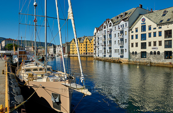 old harbor with historical Art Nouveau buildings