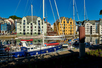 old harbor with historical Art Nouveau buildings