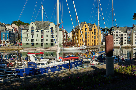 old harbor with historical Art Nouveau buildings