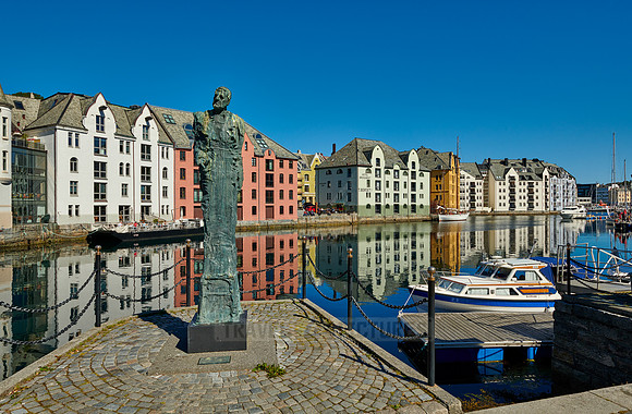 old harbor with historical Art Nouveau buildings