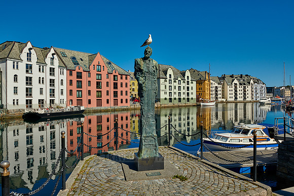 old harbor with historical Art Nouveau buildings