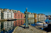 old harbor with historical Art Nouveau buildings