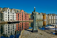 old harbor with historical Art Nouveau buildings