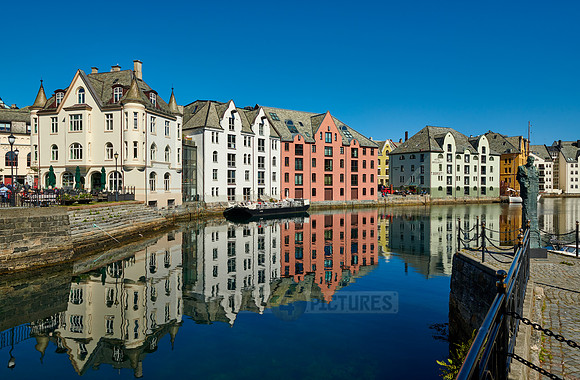 old harbor with historical Art Nouveau buildings