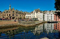 old harbor with historical Art Nouveau buildings