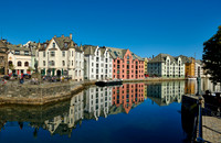 old harbor with historical Art Nouveau buildings