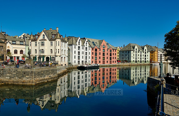 old harbor with historical Art Nouveau buildings