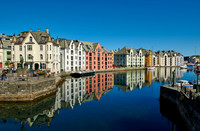 old harbor with historical Art Nouveau buildings