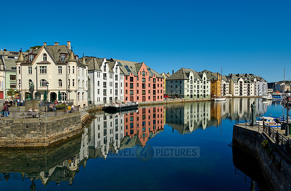 old harbor with historical Art Nouveau buildings