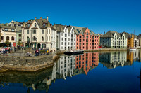 old harbor with historical Art Nouveau buildings
