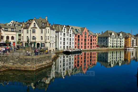 old harbor with historical Art Nouveau buildings