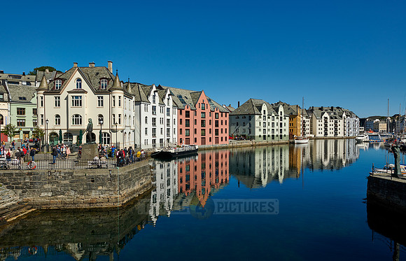 old harbor with historical Art Nouveau buildings