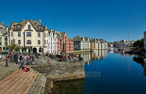 old harbor with historical Art Nouveau buildings