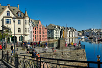 old harbor with historical Art Nouveau buildings