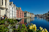 old harbor with historical Art Nouveau buildings