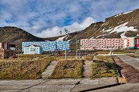 buildings in russian mining town Barentsburg